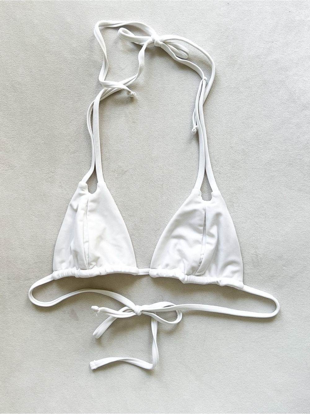 Women's White Triangle Bikini Top - Classic Tie-Back Swimwear